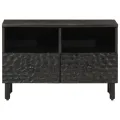 Meuble TV noir 70x33x46 cm bois massif de manguier