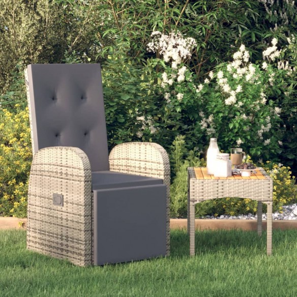 Chaise inclinable de jardin avec coussins gris résine tressée