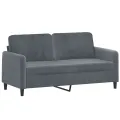 Ensemble de canapés 3 pcs avec coussins gris foncé velours