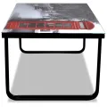Table basse avec impression de cabine téléphonique Dessus verre