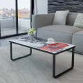 Table basse avec impression de cabine téléphonique Dessus verre