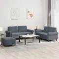 Ensemble de canapés 3 pcs avec coussins Gris foncé Velours