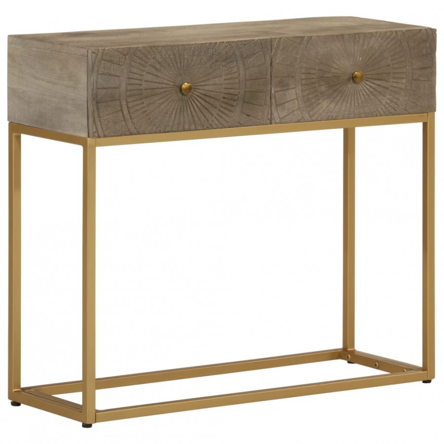 Table console 90x30x76 cm bois massif de manguier et fer