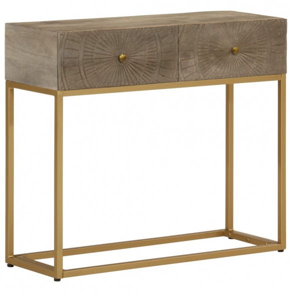 Table console 90x30x76 cm bois massif de manguier et fer