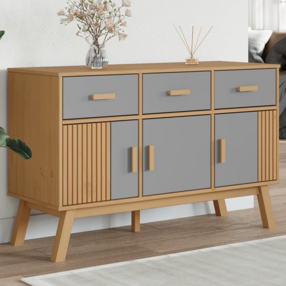 Buffet OLDEN gris et marron 114x43x73,5 cm bois massif de pin