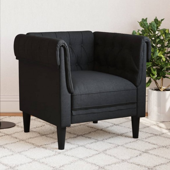 Fauteuil Chesterfield noir tissu