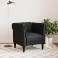 Fauteuil Chesterfield noir tissu