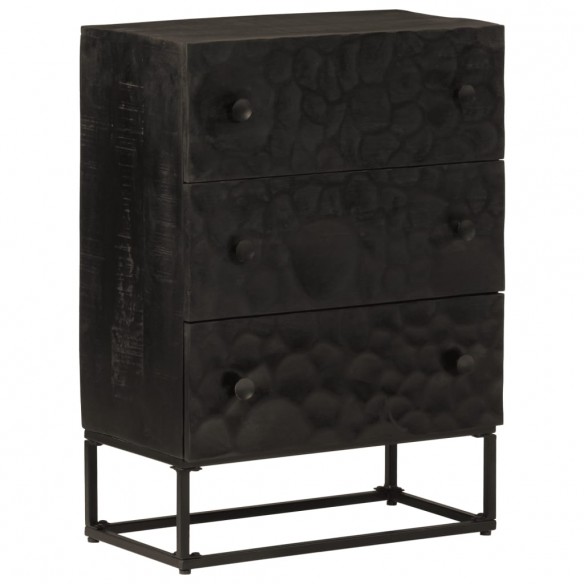 Commode noir 55x30x76 cm bois massif de manguier et fer