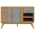 Buffet OLDEN gris et marron 114x43x73,5 cm bois massif de pin