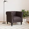 Fauteuil Chesterfield marron foncé tissu