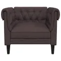 Fauteuil Chesterfield marron foncé tissu