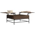 Table basse chêne marron 95x95x45 cm bois d'ingénierie et métal