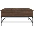 Table basse chêne marron 95x95x45 cm bois d'ingénierie et métal