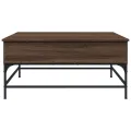 Table basse chêne marron 95x95x45 cm bois d'ingénierie et métal