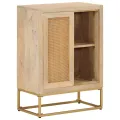 Buffet noir 55x30x76 cm bois massif de manguier et fer