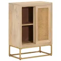 Buffet noir 55x30x76 cm bois massif de manguier et fer