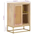Buffet noir 55x30x76 cm bois massif de manguier et fer