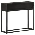 Table console noir 90x30x76 cm bois massif de manguier et fer