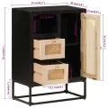 Buffet noir 55x30x76 cm bois massif de manguier et fer