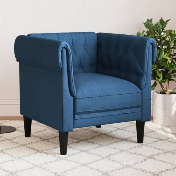 Fauteuil Chesterfield bleu tissu