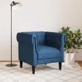 Fauteuil Chesterfield bleu tissu