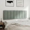 Coussin de tête de lit gris clair 120 cm velours