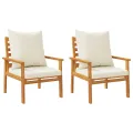 Fauteuil de jardin lot de 2 avec coussin bois massif d'acacia