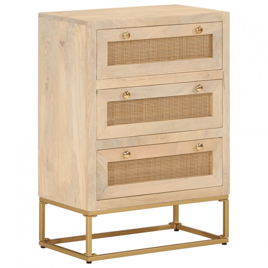 Commode 55x30x76 cm bois massif de manguier et fer