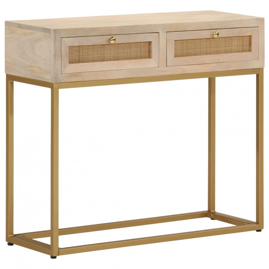 Table console 90x30x76 cm bois massif de manguier et fer