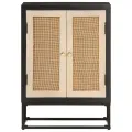 Buffet noir 55x30x76 cm bois massif de manguier et fer
