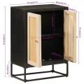 Buffet noir 55x30x76 cm bois massif de manguier et fer
