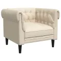 Fauteuil Chesterfield crème tissu