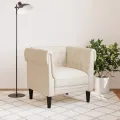 Fauteuil Chesterfield crème tissu