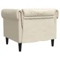 Fauteuil Chesterfield crème tissu