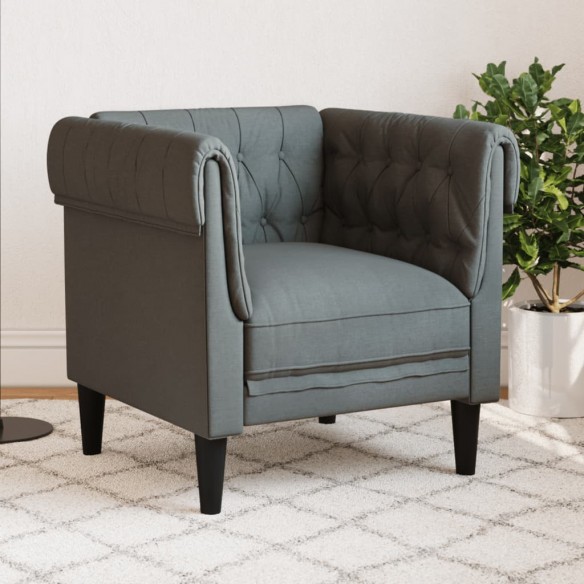 Fauteuil Chesterfield gris foncé tissu