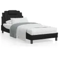Lit avec matelas noir 80x200 cm similicuir