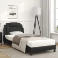 Lit avec matelas noir 80x200 cm similicuir
