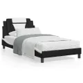 Lit avec matelas noir et blanc 100x200 cm similicuir