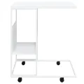 Table d'appoint et roues Blanc 55x36x63,5 cm Bois d'ingénierie