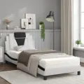 Lit avec matelas blanc et noir 90x200 cm similicuir