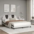 Lit avec matelas blanc et noir 120x200 cm similicuir