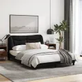 Cadre de lit avec tête de lit Noir 140x190 cm Tissu
