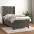 cadre de lit et matelas Gris foncé 90x190 cm Velours