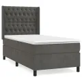 cadre de lit et matelas Gris foncé 90x190 cm Velours