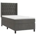 cadre de lit et matelas Gris foncé 90x190 cm Velours