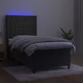 cadre de lit matelas LED Gris foncé 90x200cm Velours
