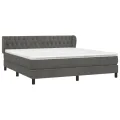cadre de lit et matelas Gris foncé 180x200cm Velours