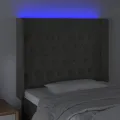 Tête de lit à LED Gris foncé 93x16x118/128 cm Velours