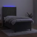 cadre de lit matelas LED Gris foncé 90x190cm Velours