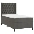 cadre de lit matelas LED Gris foncé 90x190cm Velours